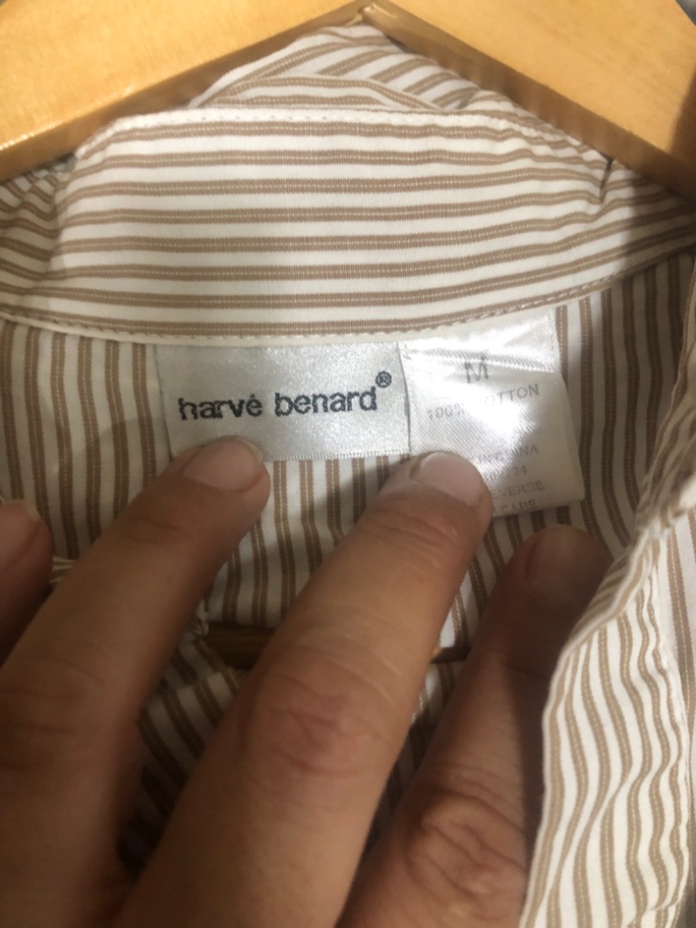 Harve Benard Brown and White Striped BlouseSize M - Picture 4 of 4